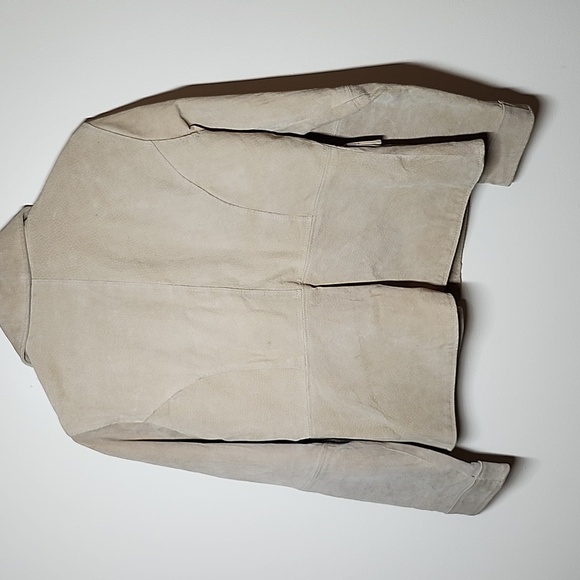 Rag 100% Leather Jacket Neutral Cream Front Button Entry Pockets Medium - Picture 8 of 11